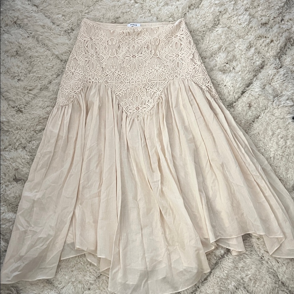 Parker Cream Floral Lace A-Line Skirt
